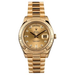 Rolex Day-Date II 41mm 18K Yellow Gold Diamond Dial Jubilee Men's Watch 218238