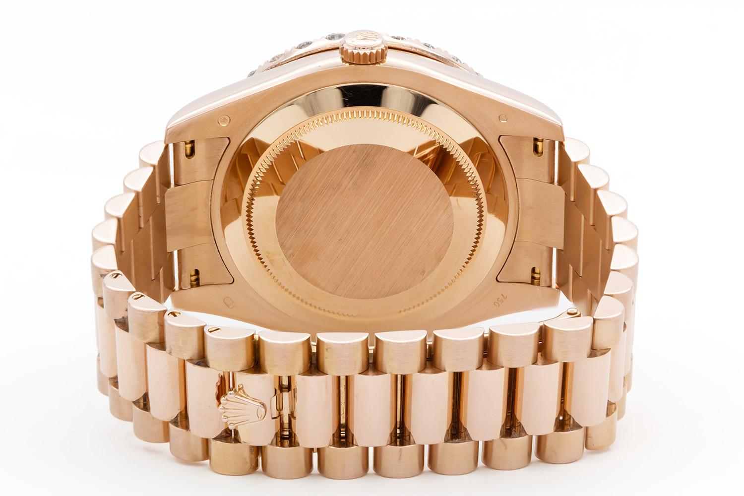 Taglio rotondo Rolex Day-Date II 41mm President 218235 Oro rosa 18k Quadrante con diamanti e lunetta da 5ctw in vendita