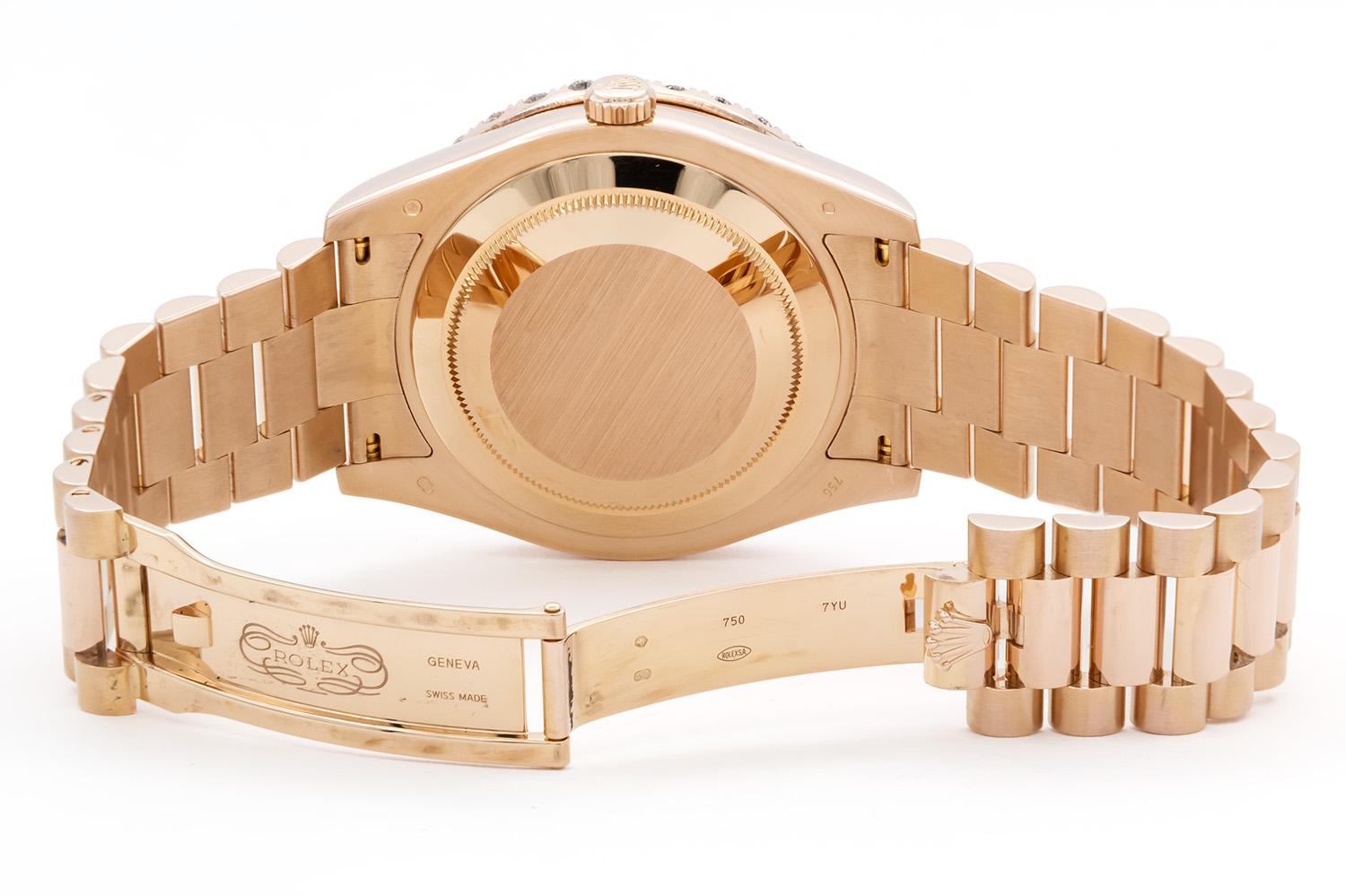 Rolex Day-Date II 41mm President 218235 Oro rosa 18k Quadrante con diamanti e lunetta da 5ctw In condizioni ottime in vendita a Tustin, CA