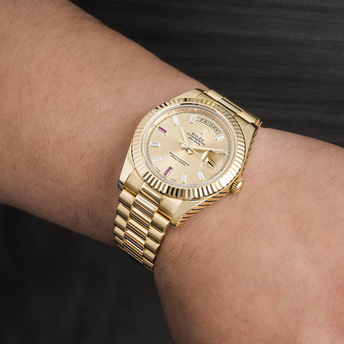 Rolex Day-Date II Diamond & Ruby Dial 218238 For Sale 1