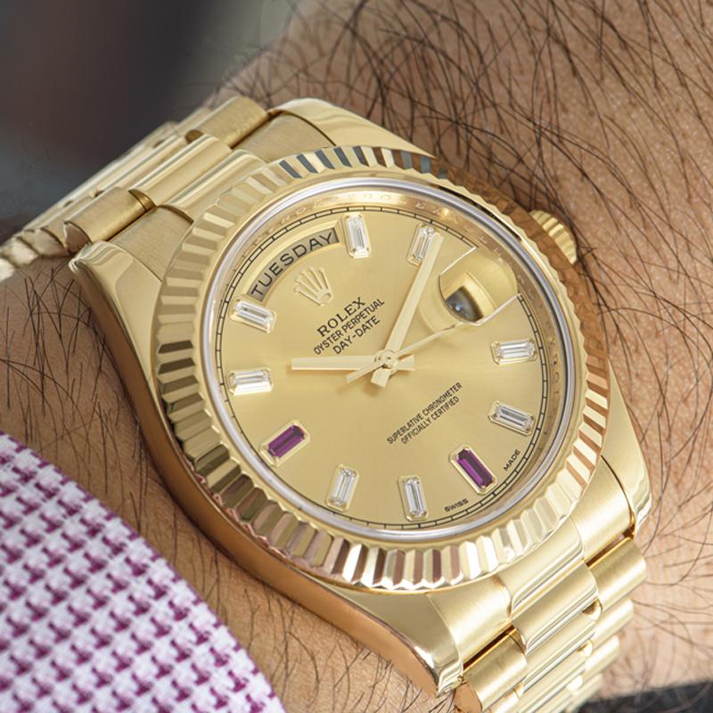 Rolex Day-Date II Diamond & Ruby Dial 218238  For Sale 4