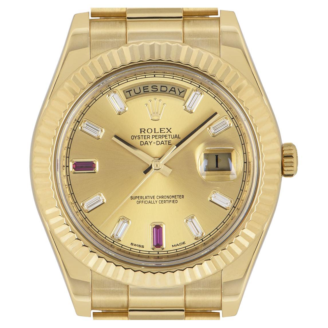 Rolex Day-Date II Diamond & Ruby Dial 218238  For Sale