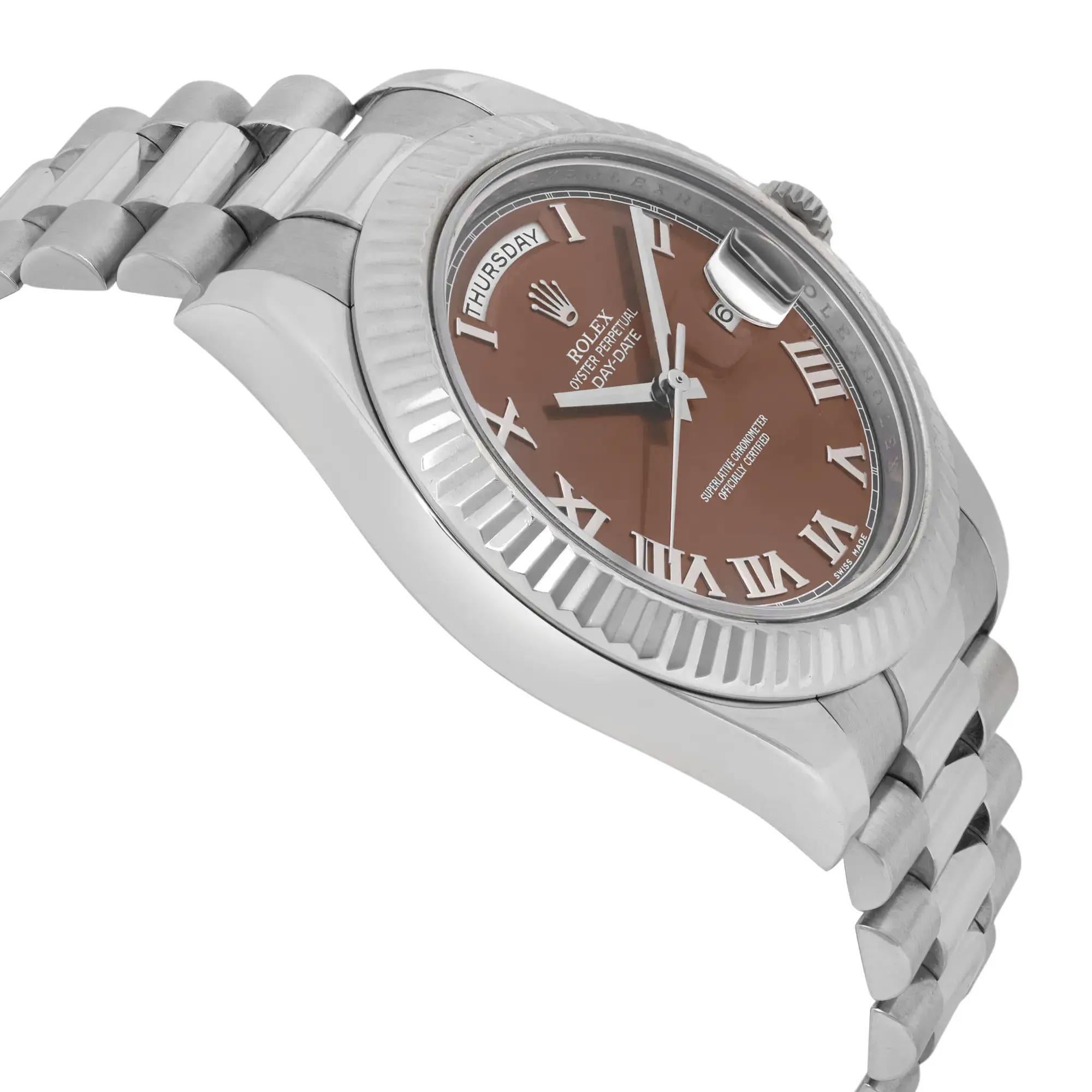 Men's Rolex Day-Date II President 18K White Gold Bronze Havana Roman Dial Watch 218239 For Sale