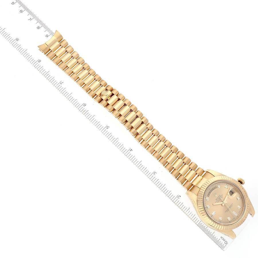 Rolex Day-Date II President 41 Yellow Gold Diamond Mens Watch 218238 Box Card For Sale 6