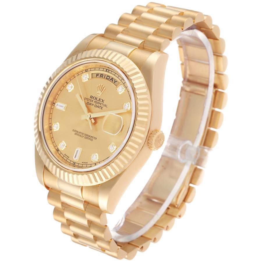 Men's Rolex Day-Date II President 41 Yellow Gold Diamond Mens Watch 218238 Box Card For Sale