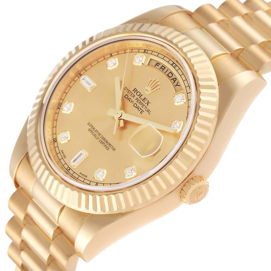 Rolex Day-Date II President 41 Yellow Gold Diamond Mens Watch 218238 Box Card For Sale 1