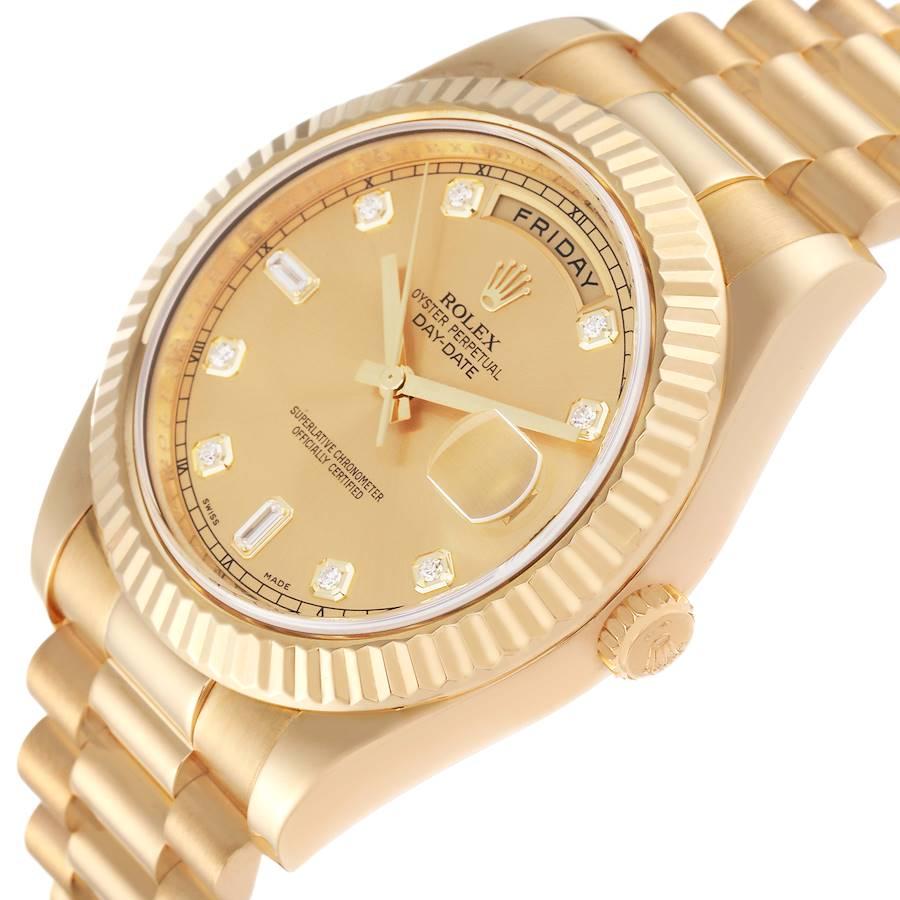 Rolex Day-Date II President 41 Gelbgold Diamant-Herrenuhr 218238 Box Card im Angebot 2