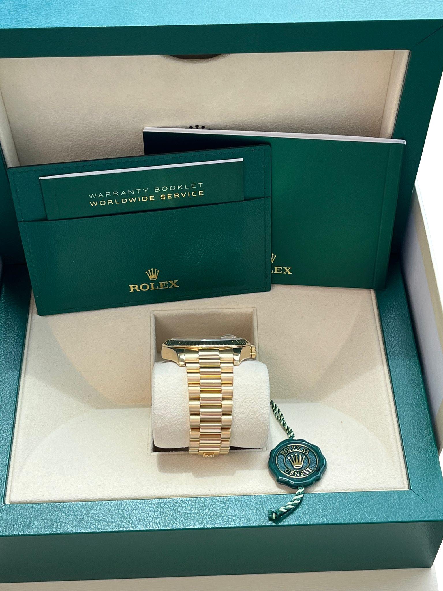 Rolex Day-Date II Yellow Gold Fluted Bezel Champagne Diamond Dial Watch 218238 For Sale 6