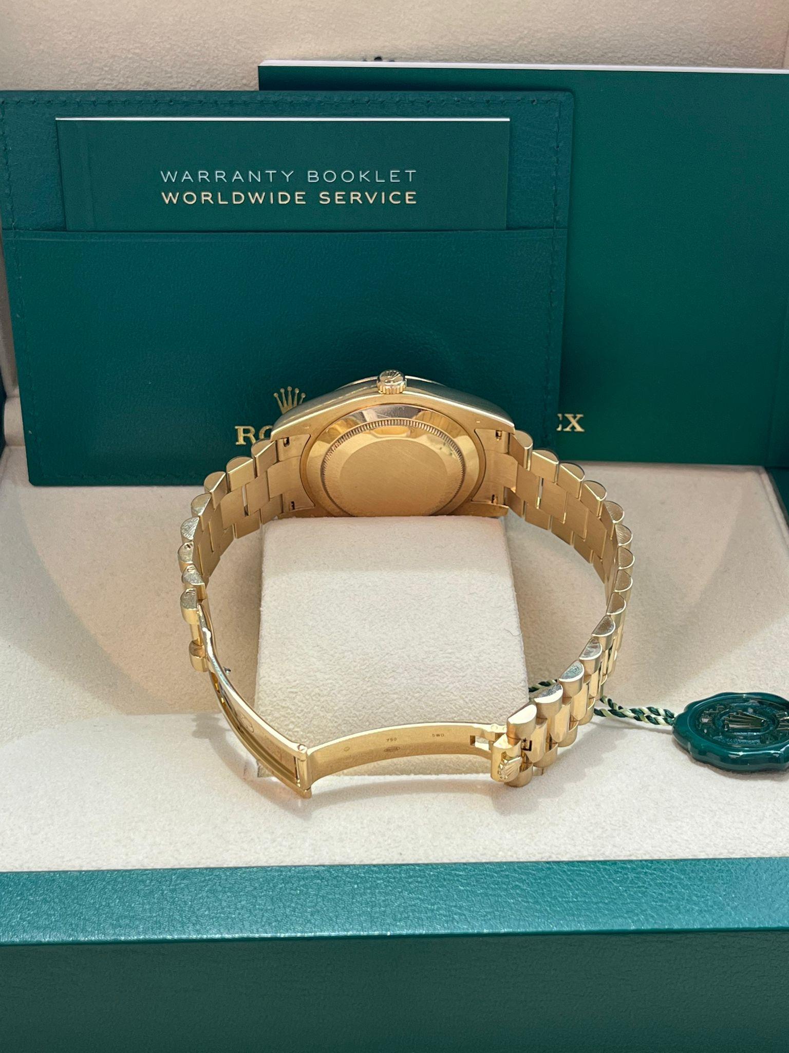 Rolex Day-Date II Yellow Gold Fluted Bezel Champagne Diamond Dial Watch 218238 For Sale 13