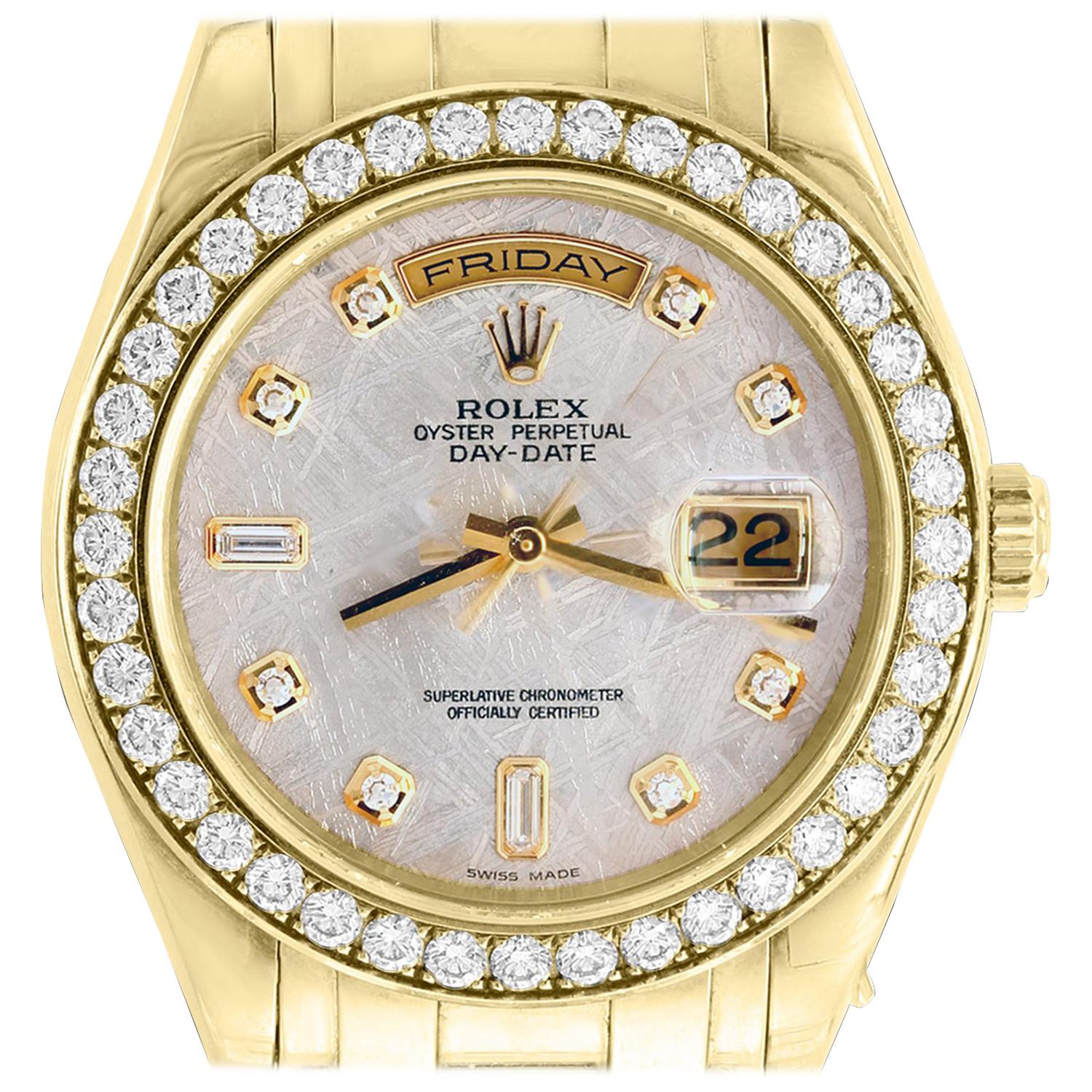 Rolex Day-Date Masterpiece 18 Karat Yellow Gold Watch Meteorite Diamond Dial