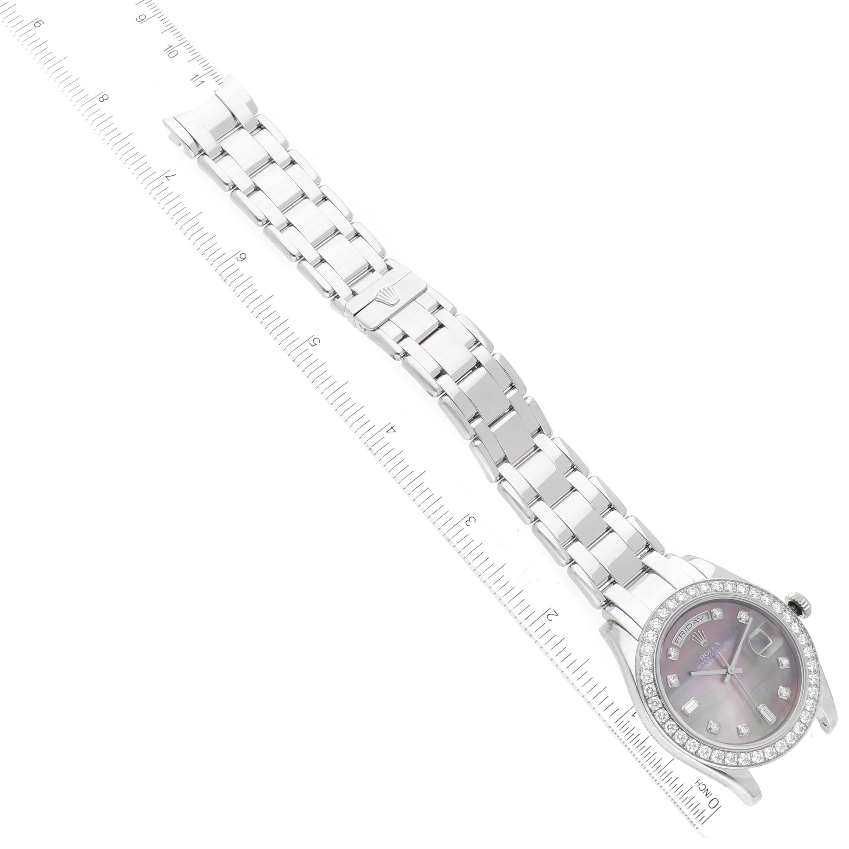 Rolex Day-Date Masterpiece Platinum Mother of Pearl Diamond Mens Watch 18946 For Sale 7