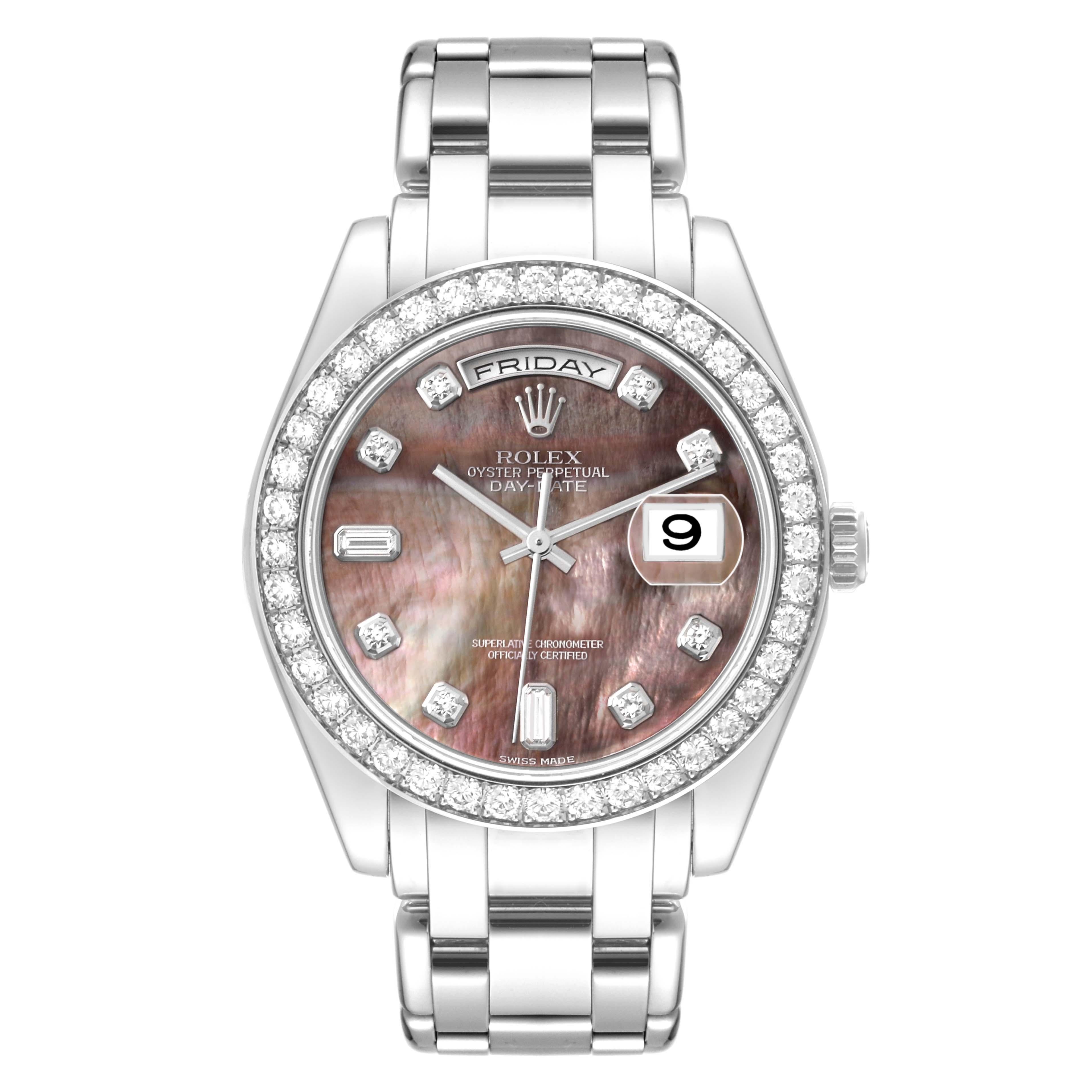 Rolex Day-Date Masterpiece Platinum Mother of Pearl Diamond Mens Watch 18946 4