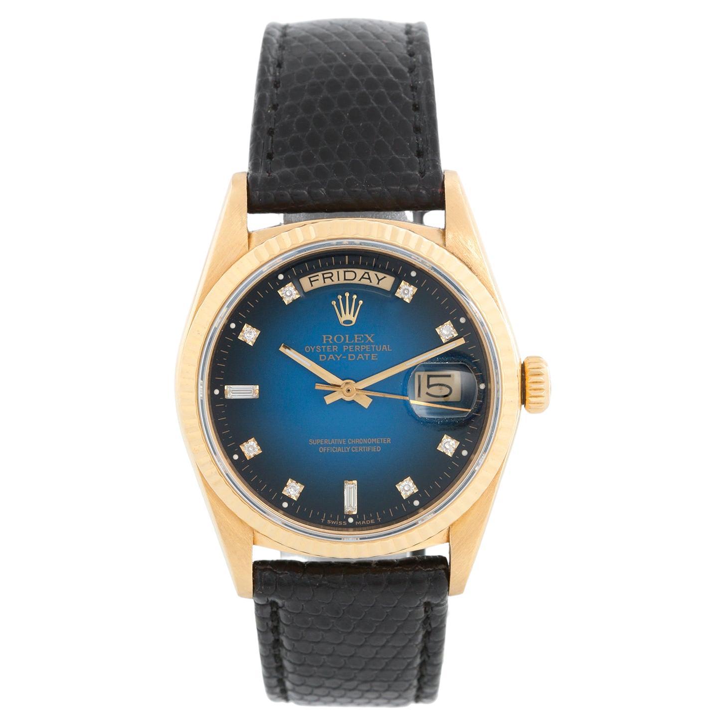 Rolex Day-Date Men's President Watch 18k Gold Blue Diamond Dial 18038