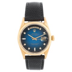 Rolex Day-Date Men's President Watch 18k Gold Blue Diamond Dial 18038