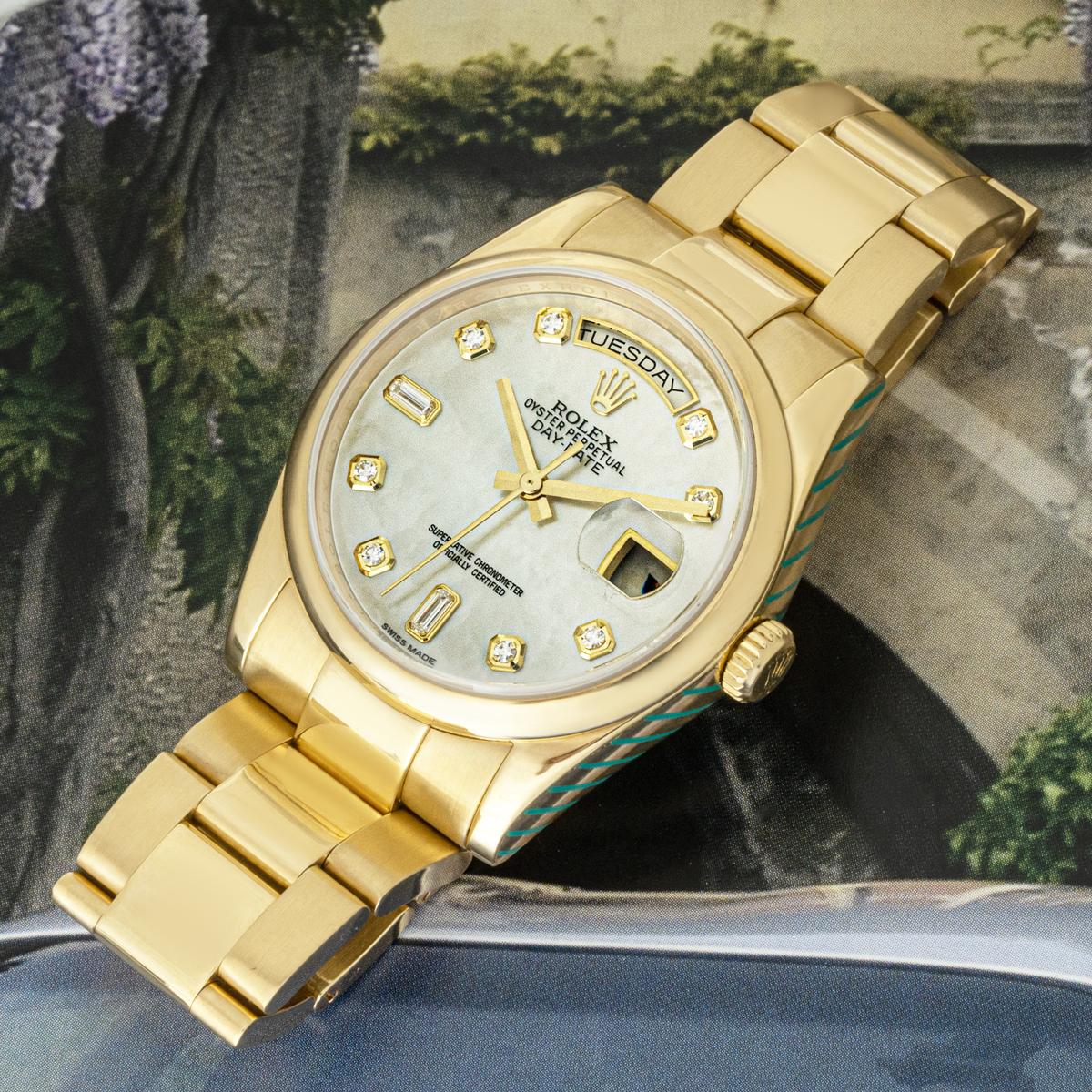Rolex Day-Date Mother of Pearl Diamond Dial 118238 For Sale 4