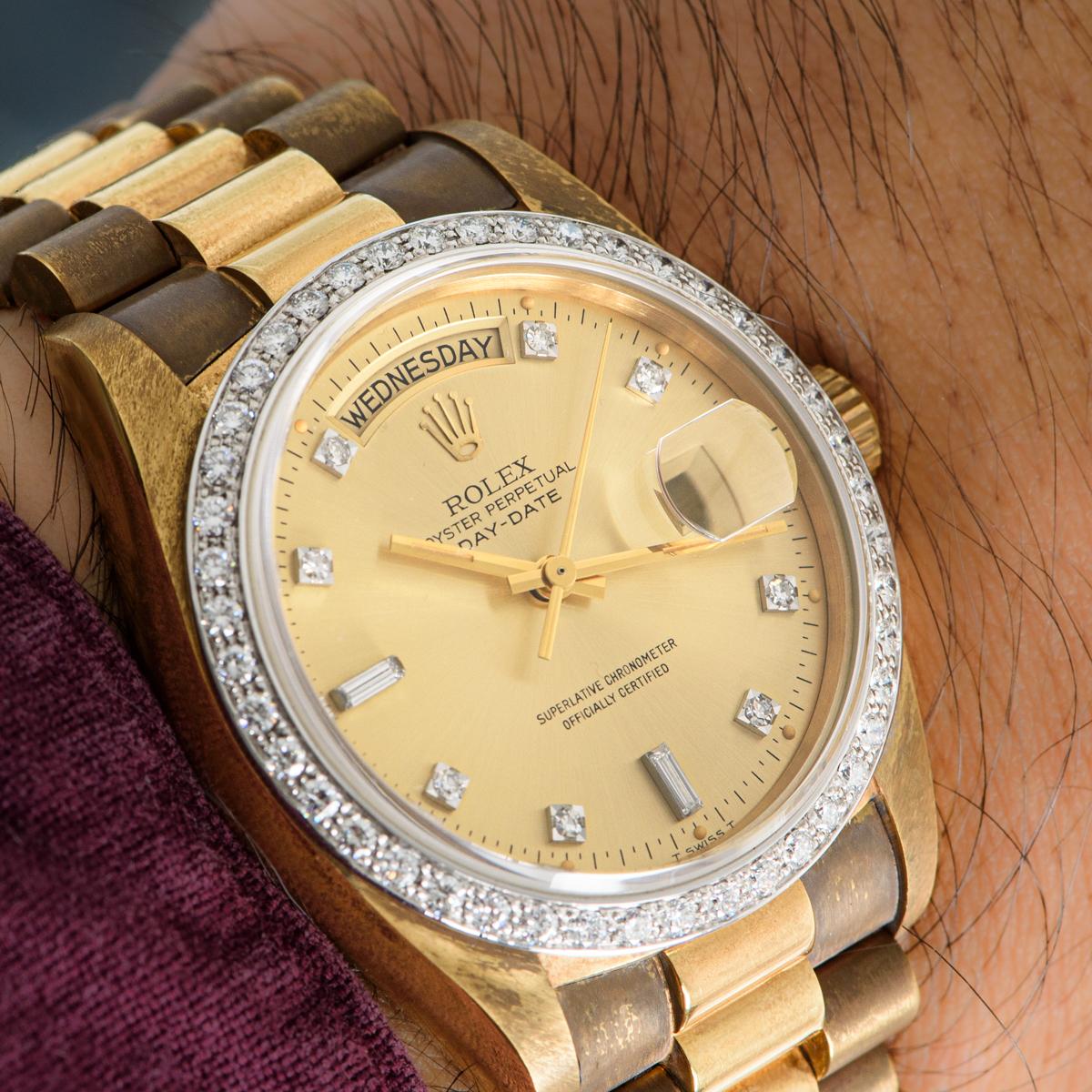 Rolex Day-Date NOS Diamond Set 18048 For Sale 3