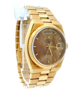 Rolex Day Date Oysterquartz 19018 18K Yellow Gold Burlwood Dial W/Papers