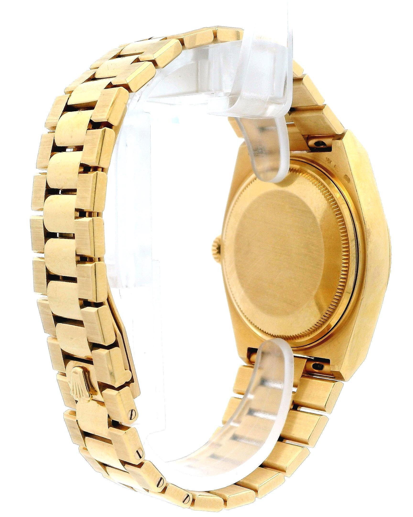 Rolex Day Date Oysterquartz 19018 Quadrante Burlwood in oro giallo 18 carati con carta da parati in vendita 1