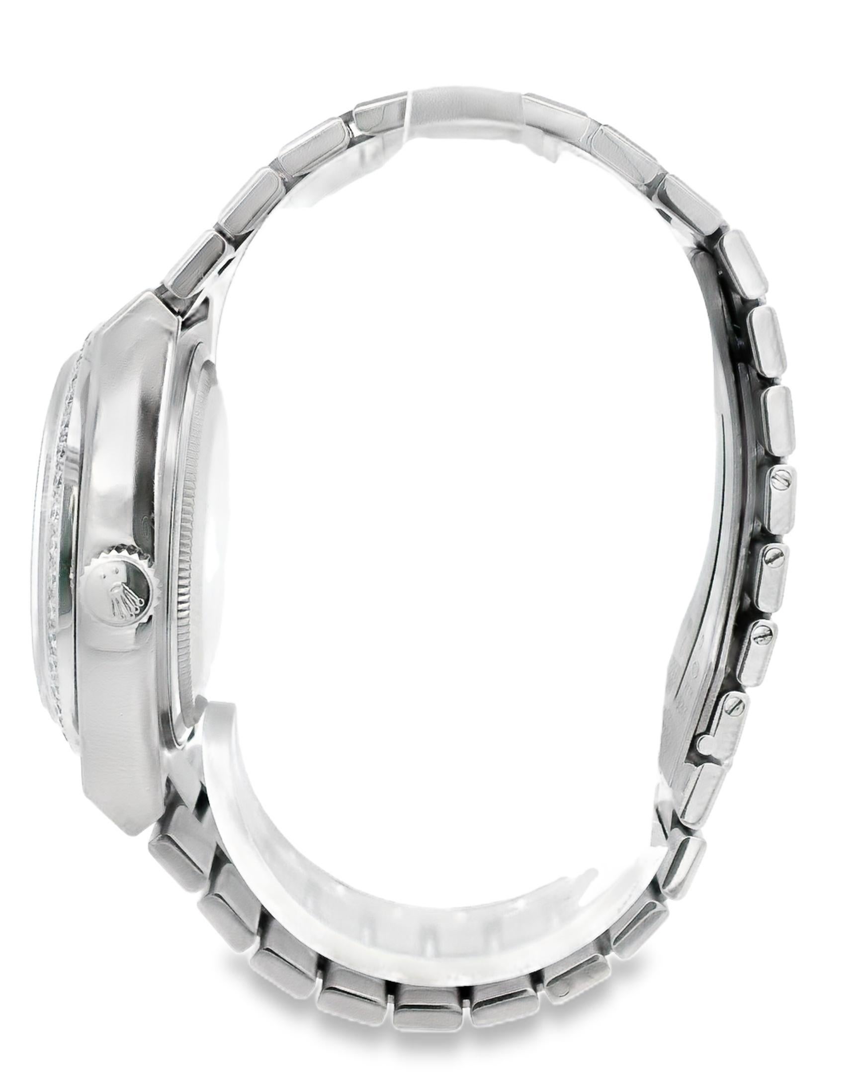 Rolex Montre Oysterquartz 19049A avec lunette en or blanc 18 carats et diamants Excellent état - En vente à Great Neck Plaza, NY