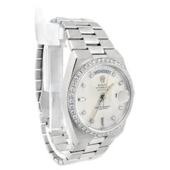 Rolex Day Date Oysterquartz 19049A Bisel de diamantes de oro blanco de 18 quilates