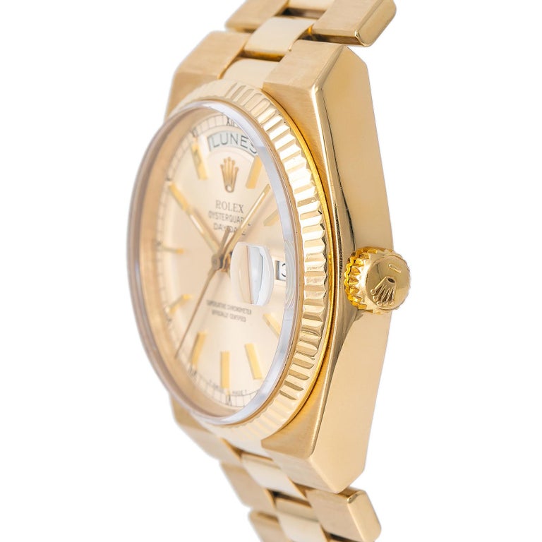 Rolex Day-Date Oyster quartz President 19018 Men Watch Silver Dial 18k ...
