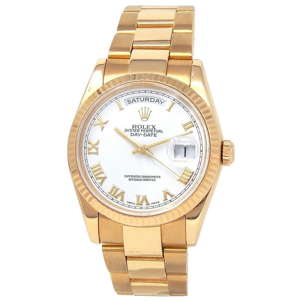 Rolex Day-Date 'P Serial' 18 Karat Yellow Gold Automatic Men's Watch 118238 For Sale