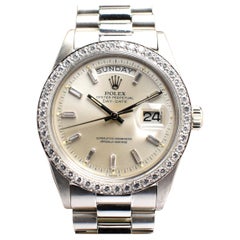 Rolex Day-Date Platinum PT950 Factory Baguette Diamond 1804 Automatic Watch 1973