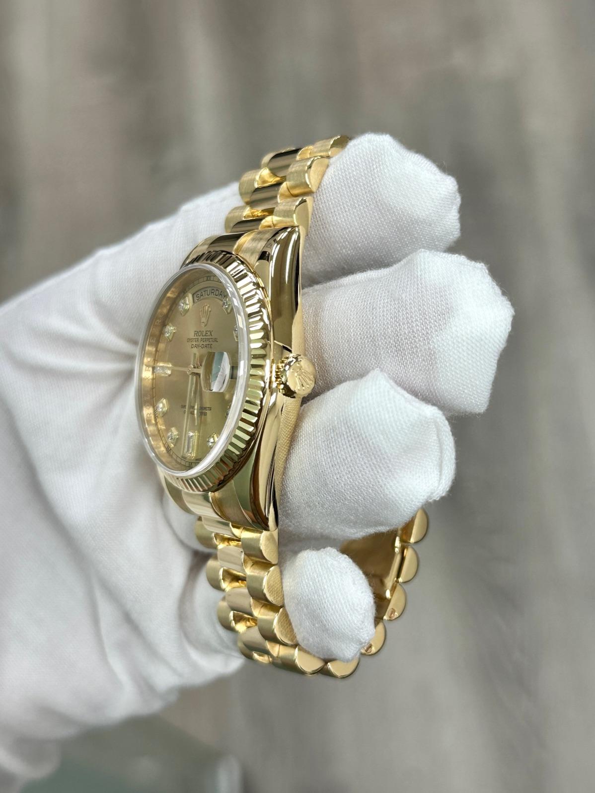 Rolex Day Date Präsident 118238 36mm Champagner Diamant-Zifferblatt 18K Gold Box Papiere 1