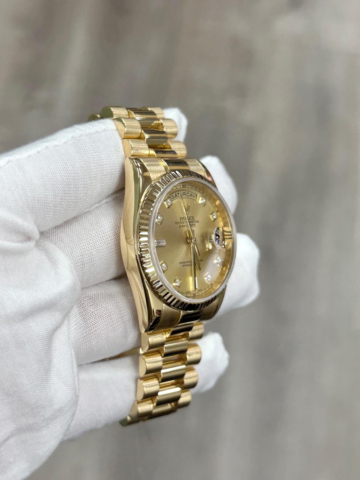 Rolex Day Date Präsident 118238 36mm Champagner Diamant-Zifferblatt 18K Gold Box Papiere 2