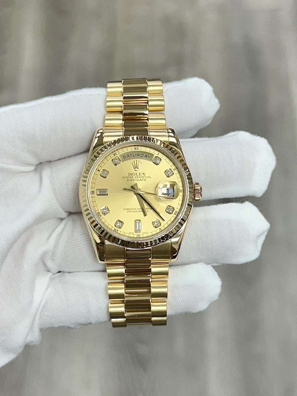 Rolex Day Date Präsident 118238 36mm Champagner Diamant-Zifferblatt 18K Gold Box Papiere 3