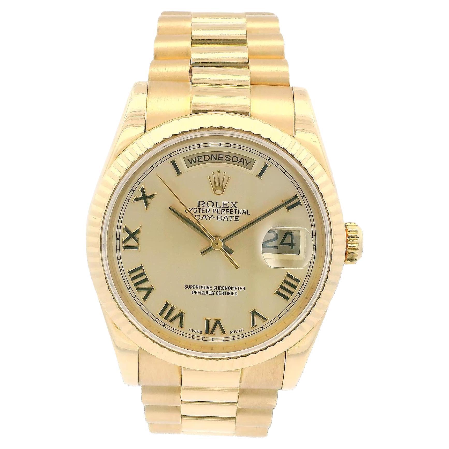 Rolex Day-Date President 118238 Silver Roman Numeral Dial Watch