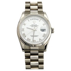 Rolex Day Date President 118239 36mm White Roman Dial 18K White Gold Box Papers