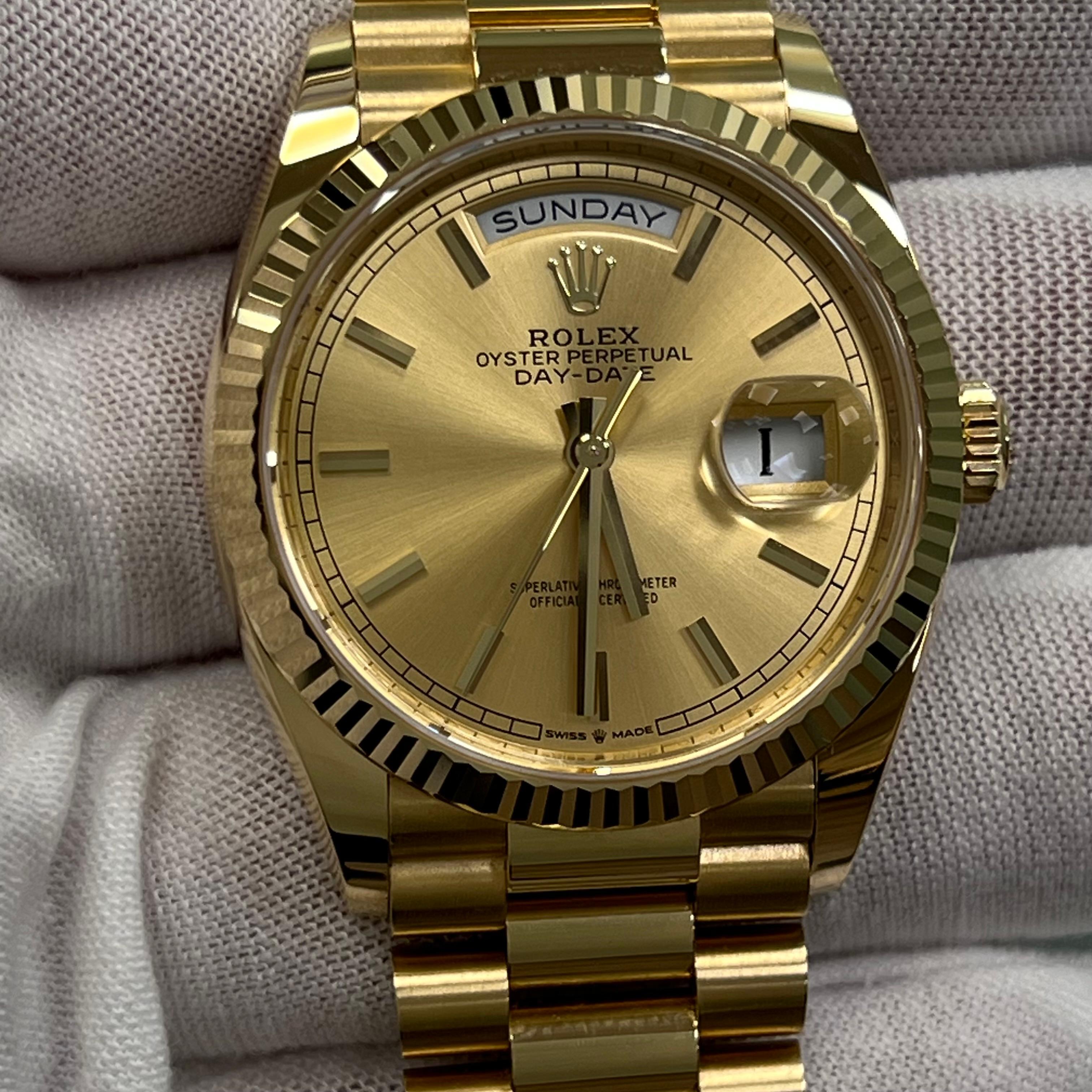 Rolex Day Date President 128238 36mm Champagne Dial 18K Gold Box Paper 2023 5