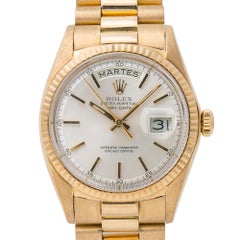 Rolex Day-Date President 1802 Unpolished 18k Yellow Gold Silver Dial Men's