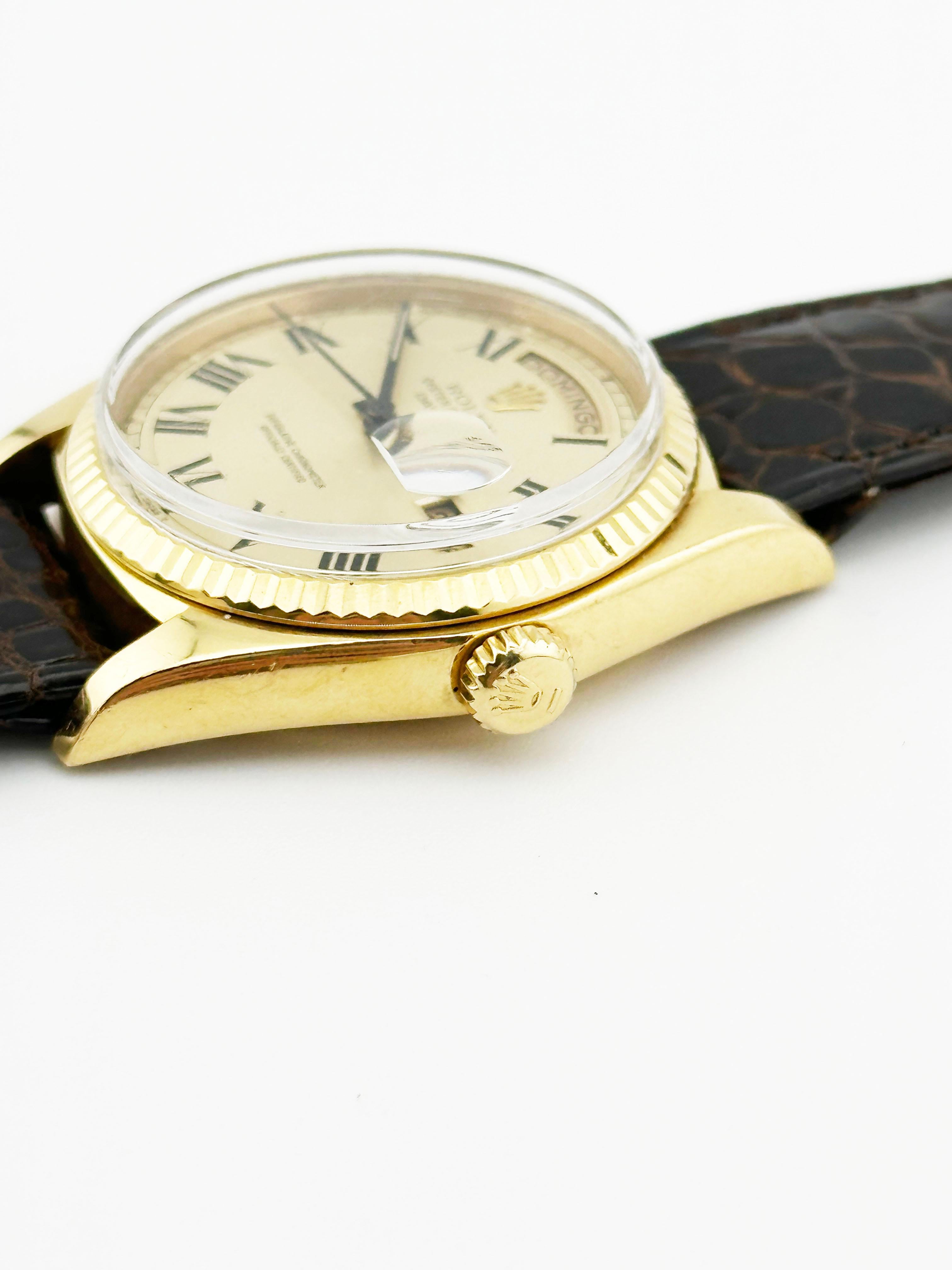 Rolex Day Date President 1803 Buckley Dial 18K Yellow Gold Leather Strap For Sale 1