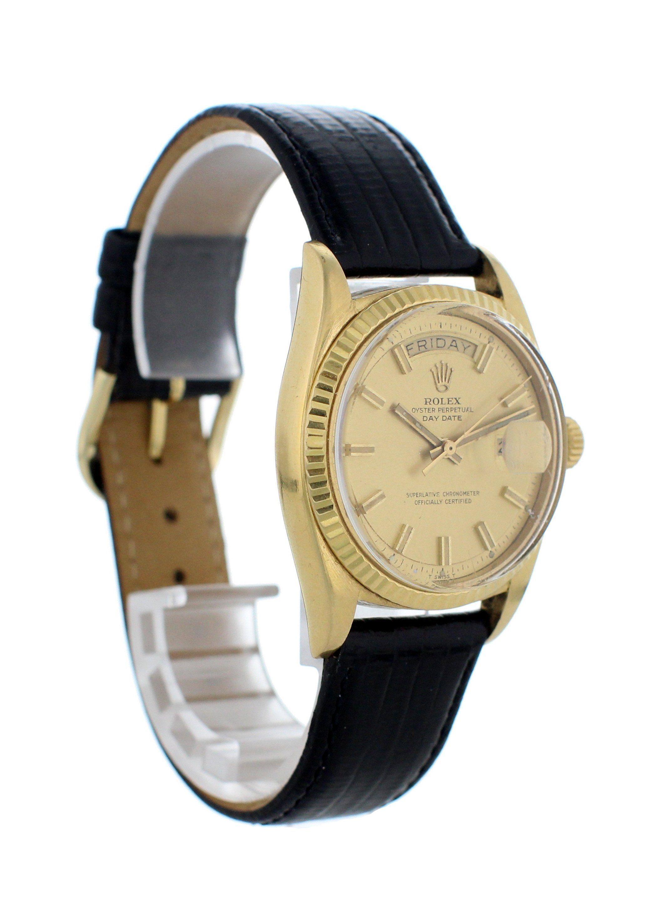 Rolex Day-Date President 1803 Wide Boy Yellow Gold Men's Watch In Excellent Condition For Sale In New York, NY