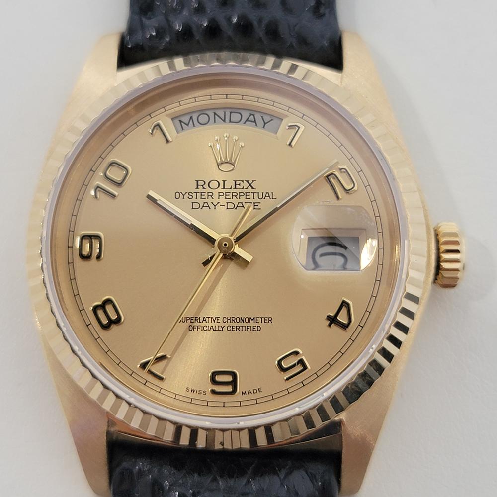 Icone di lusso, Rolex Oyster Perpetual Day-Date da uomo in oro massiccio 18k ref.18038, il 