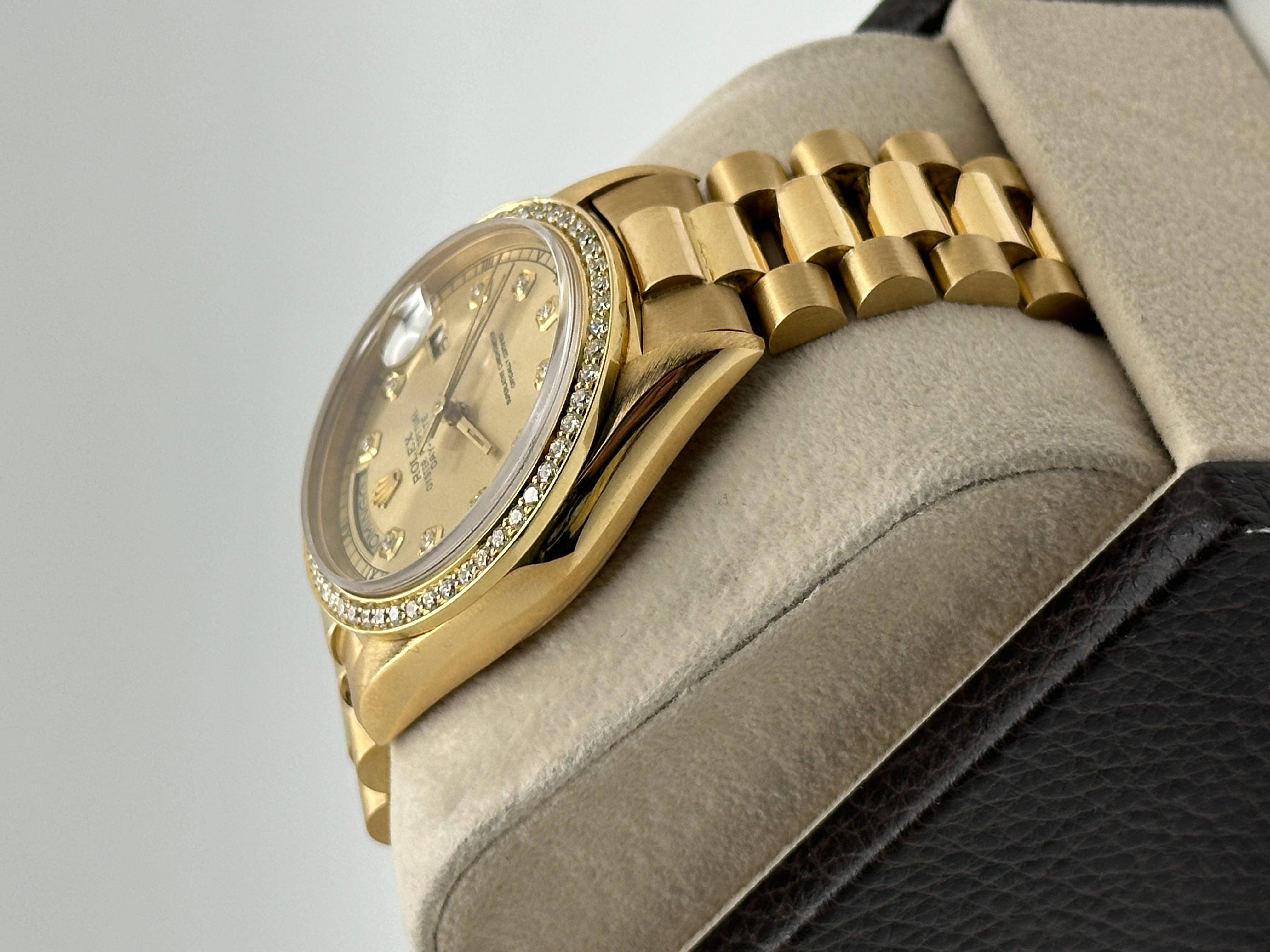 Rolex Day Date President 18038 Champagne Diamond Dial 18K Yellow Gold 36mm in vendita 1