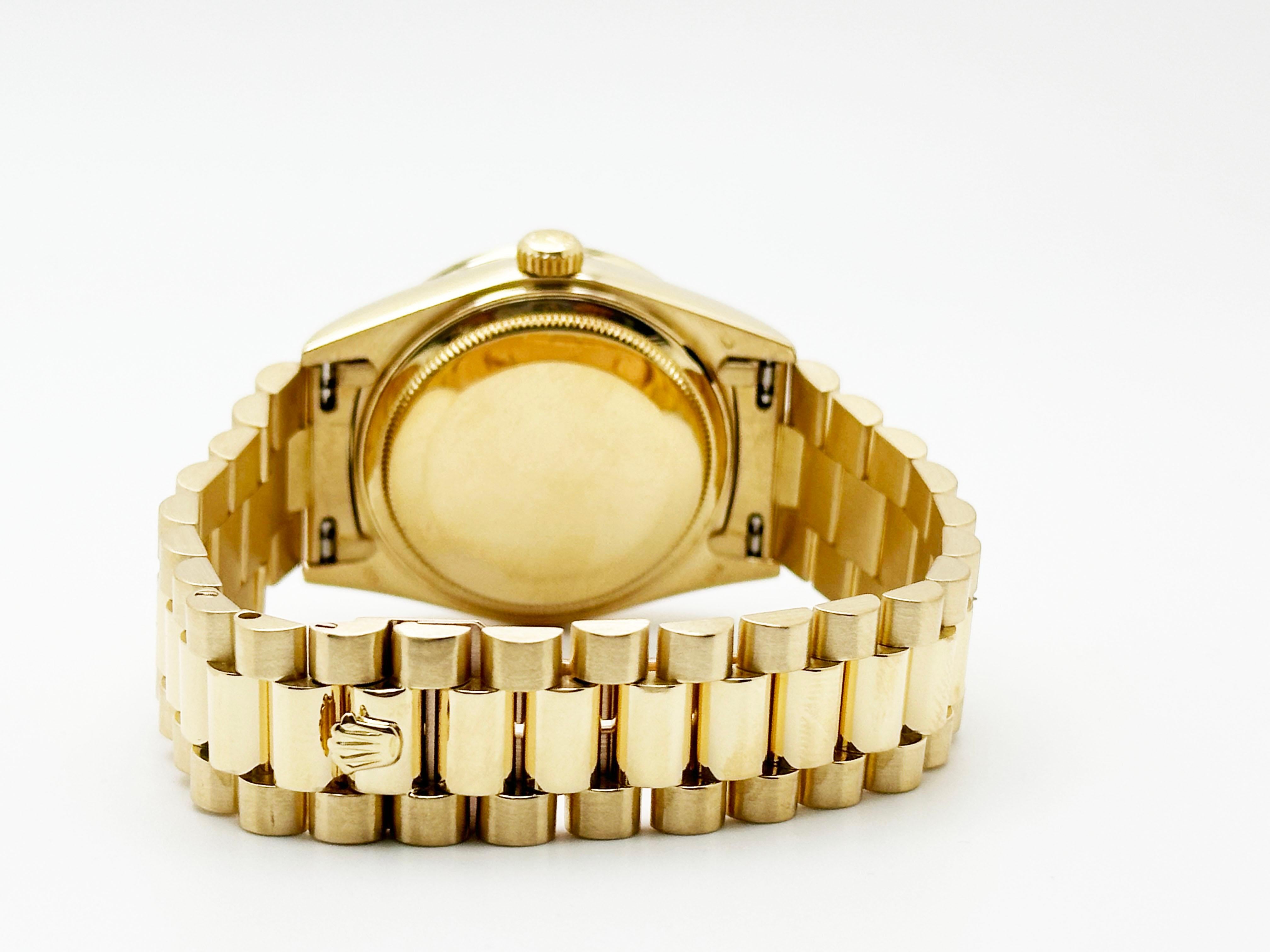 Rolex Day Date President 18038 Champagne Diamond Dial Diamond Bezel 18K Gold For Sale 1