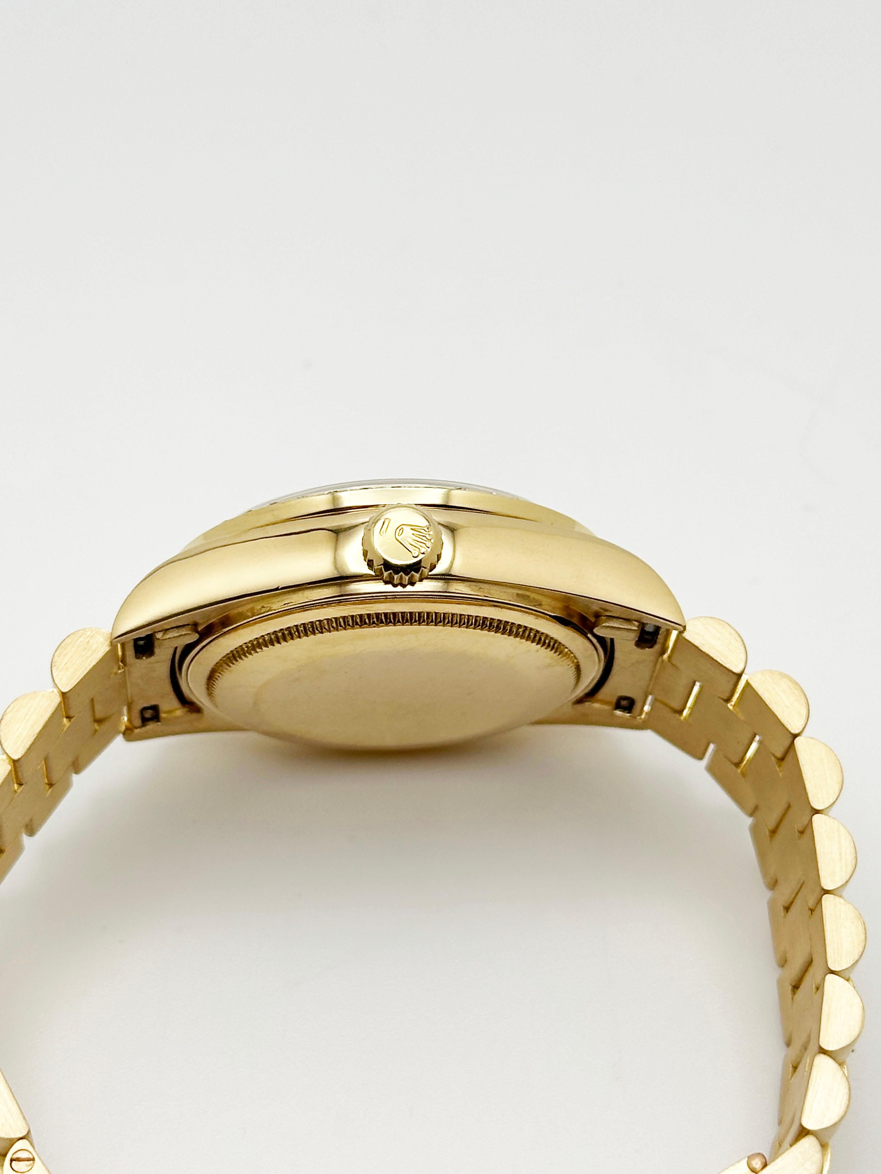 Rolex Day Date President 18038 Champagne Diamond Dial Diamond Bezel 18K Gold For Sale 2