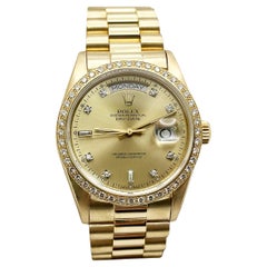 Rolex Day Date President 18038 Champagne Diamond Dial Diamond Bezel 18K Gold
