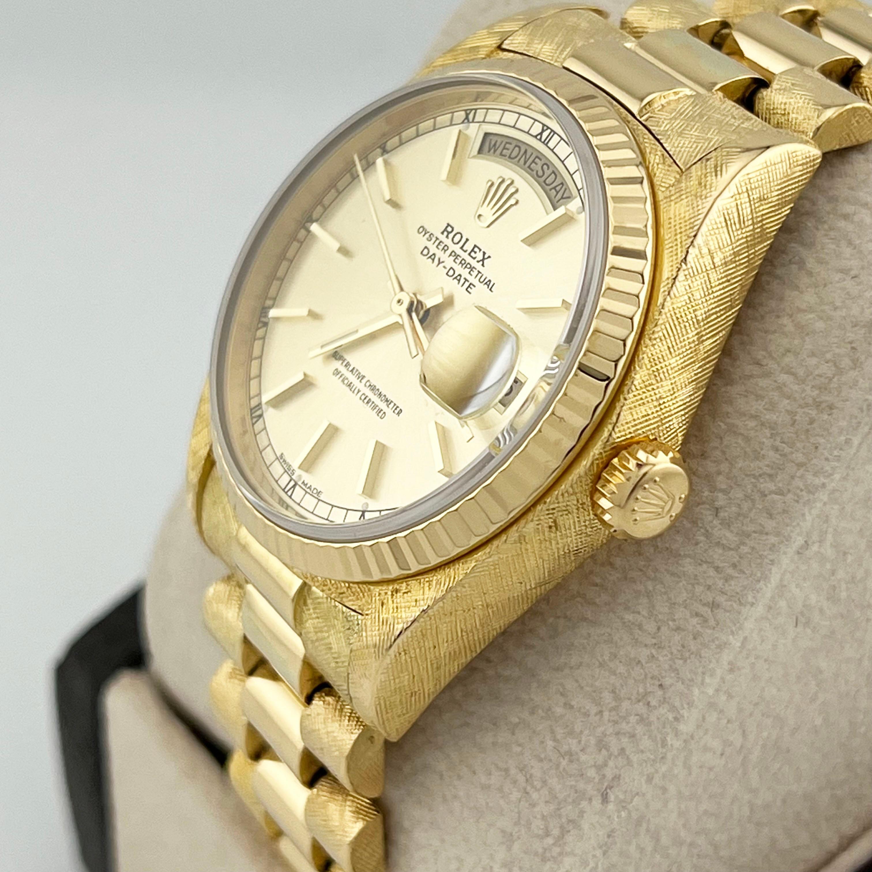 Men's Rolex Day Date President 18038 Florentine 18K Yellow Gold Box Service Card For Sale