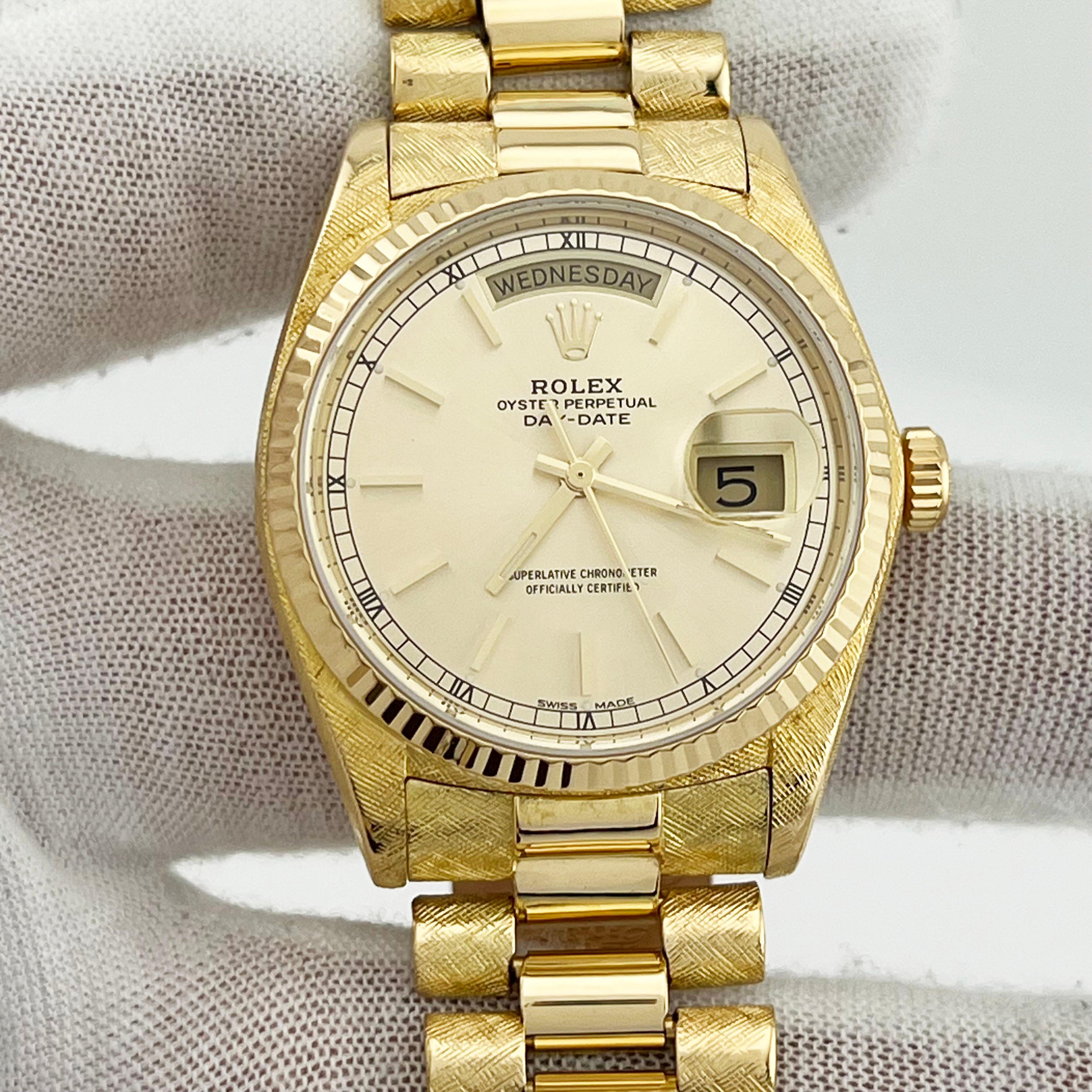 Rolex Day Date President 18038 Florentine 18K Yellow Gold Box Service Card For Sale 2