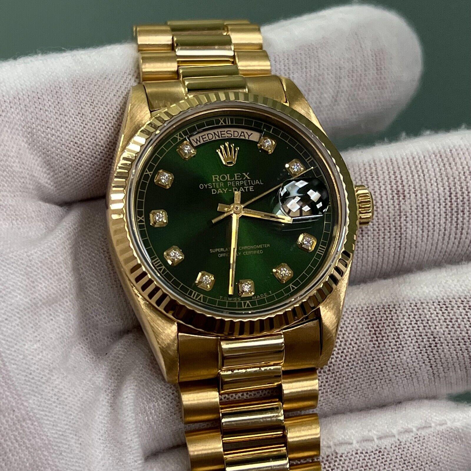 Rolex Day Date President 18038 Green Diamond Dial 18K Yellow Gold 36mm 1