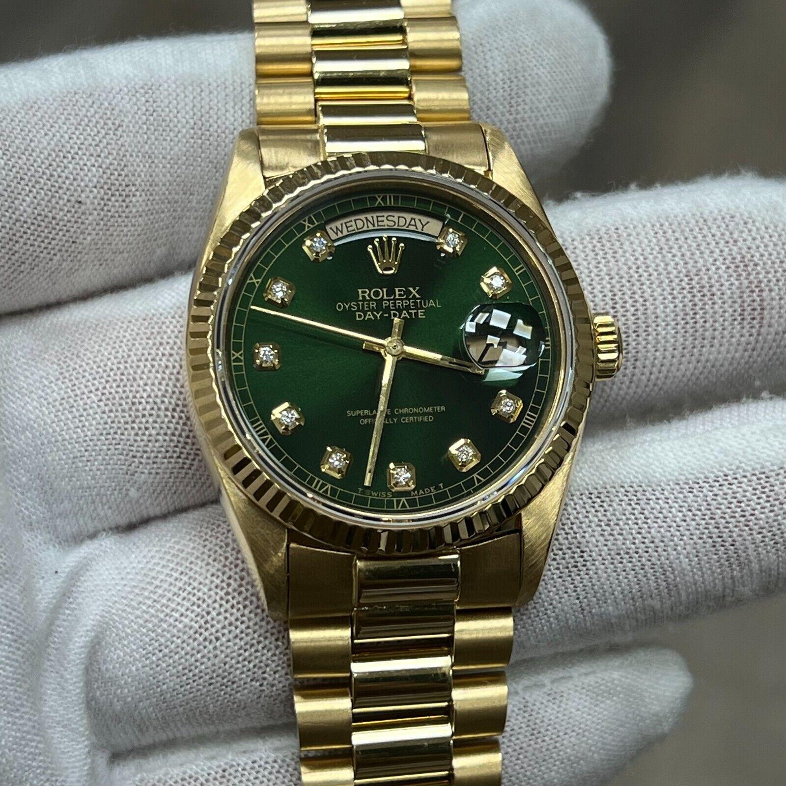 Rolex Day Date President 18038 Green Diamond Dial 18K Yellow Gold 36mm 2