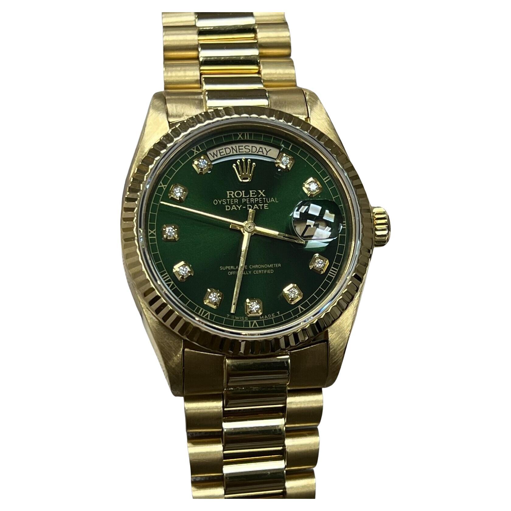Rolex Day Date President 36 18k Yellow Gold Green Dial Luxury Watch Rolex Day Date President 36 18k Yellow Gold Green Dial Luxury Watch