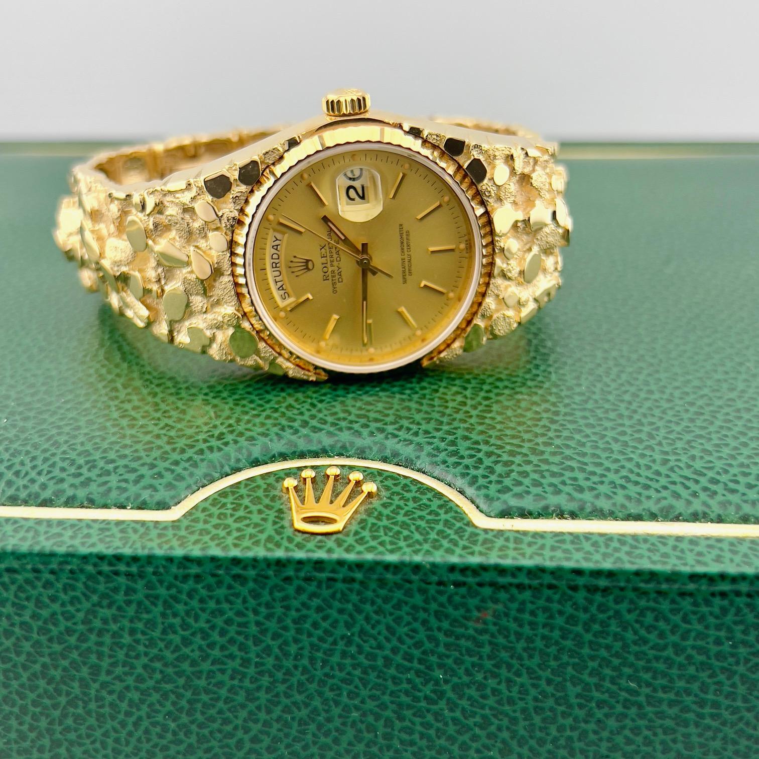 Rolex Day Date President 18038 Yellow Gold Nugget Band In Good Condition For Sale In San Diego, CA