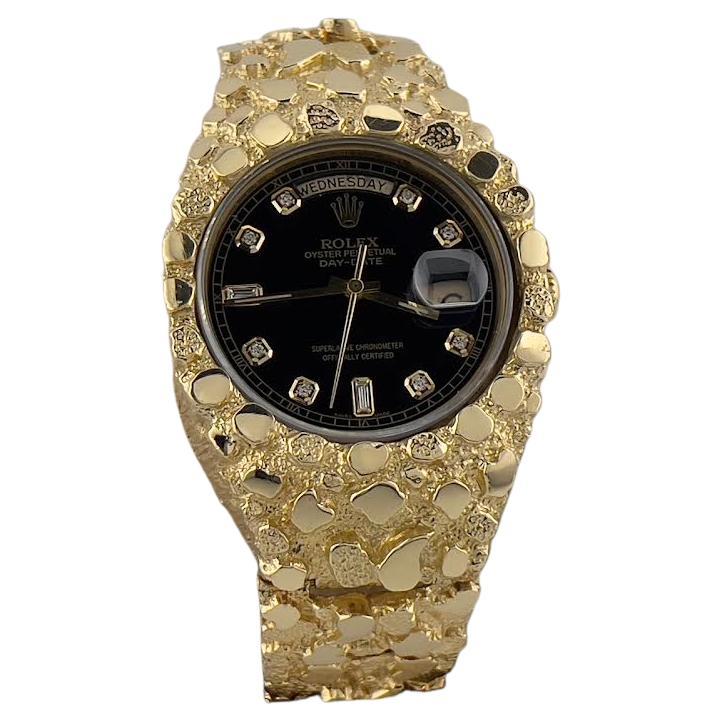 Rolex Day Date President 18038 Reloj Oro Amarillo Nugget Esfera Diamante Negro en venta
