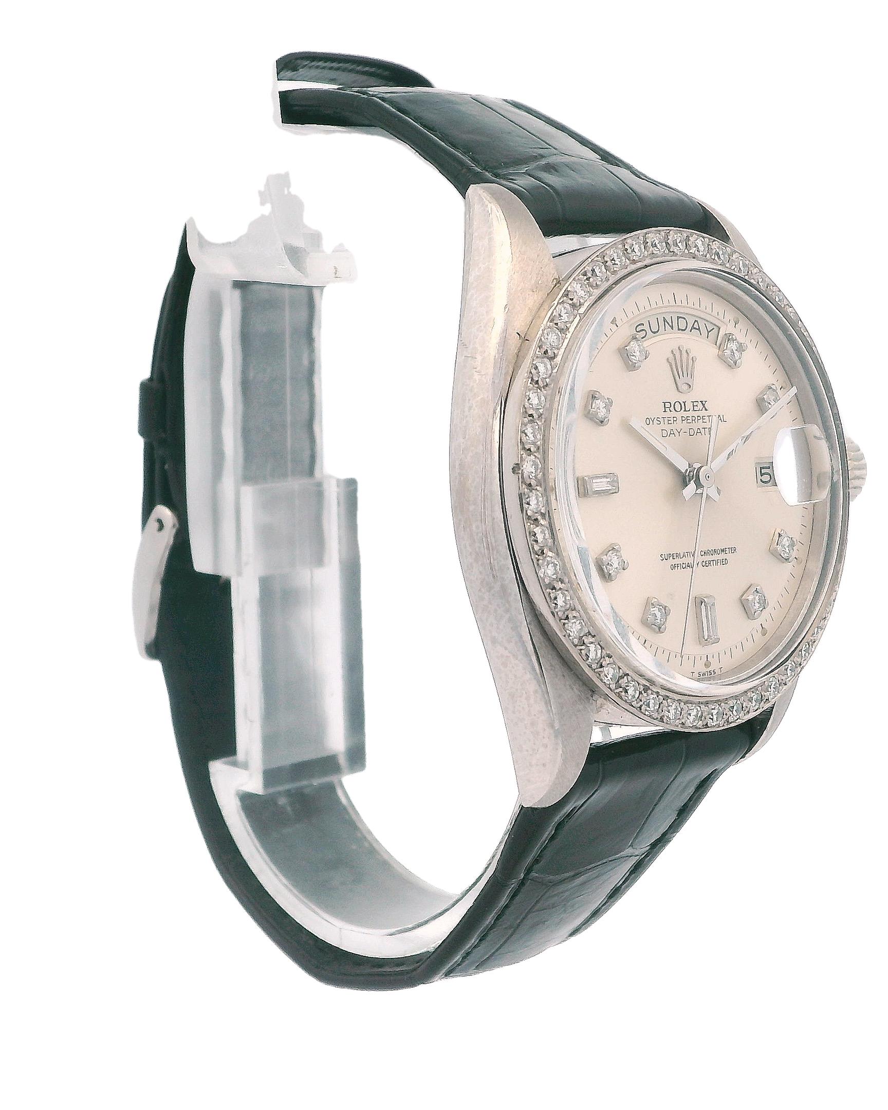 Rolex Day-Date President 1804 Diamond 18K White Gold Mens Watch Excellent état - En vente à Great Neck Plaza, NY