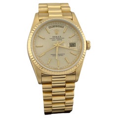 Rolex Day Date President 18238 36mm Champagne Tapestry Dial 18k Yellow Gold
